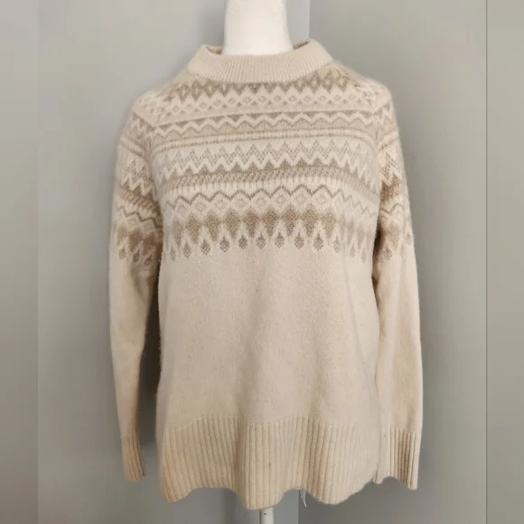 Vineyard Vines Cream Cashmere Crewneck Fair Isle Sweater M - Picture 2 of 12